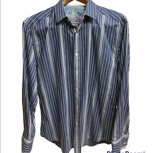 Robert Graham XL Navy Striped Dress Shirt